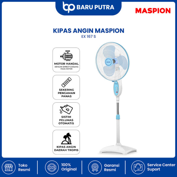Maspion Stand Fan Kipas Angin Berdiri 16 Inch EX-167 S - Gambar 2