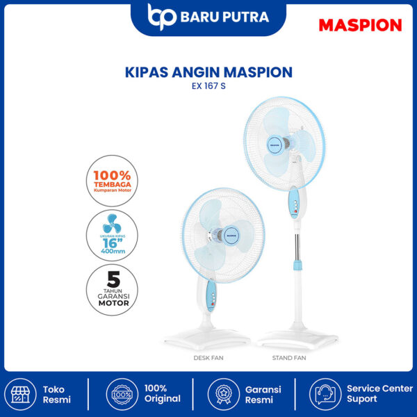 Maspion Stand Fan Kipas Angin Berdiri 16 Inch EX-167 S