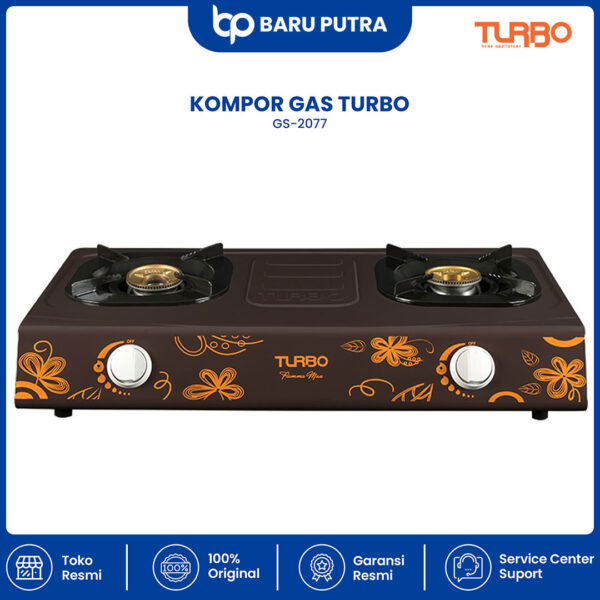 Kompor Gas TURBO GS 2077 / Gas Stove GS-2077 Kompor 2 Tungku Motif Bunga Original - Gambar 4