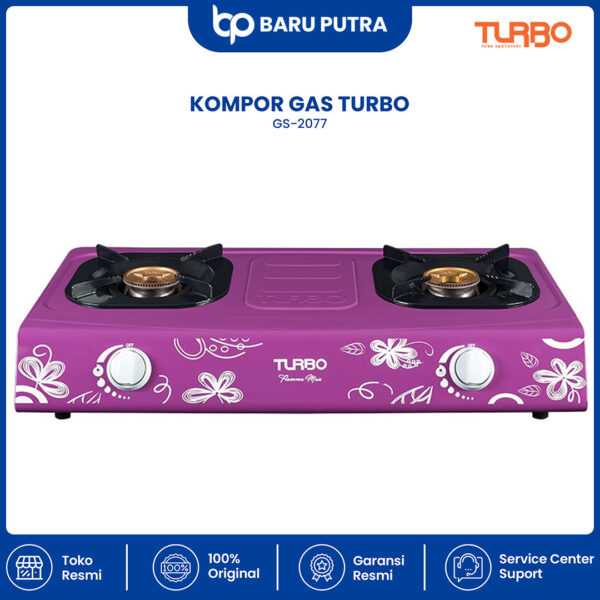 Kompor Gas TURBO GS 2077 / Gas Stove GS-2077 Kompor 2 Tungku Motif Bunga Original - Gambar 3