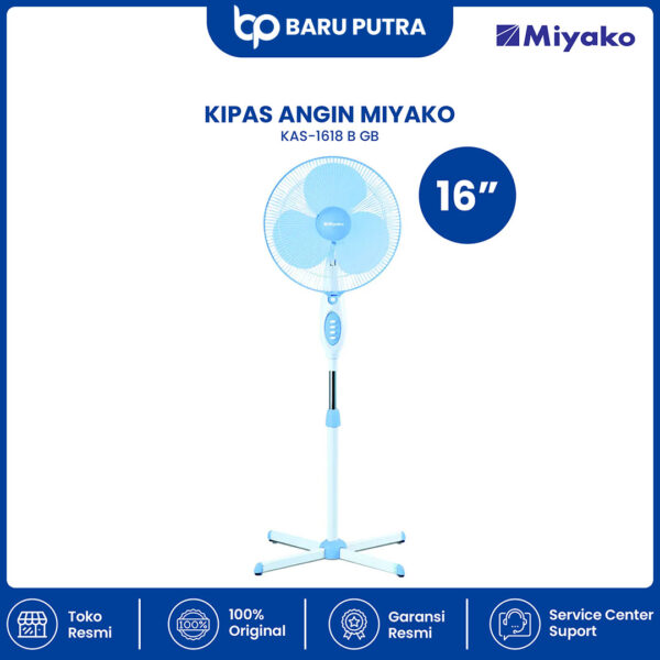 Kipas Angin Miyako KAS1618B GB berdiri - stand fan Miyako - 16in Kaki Silang