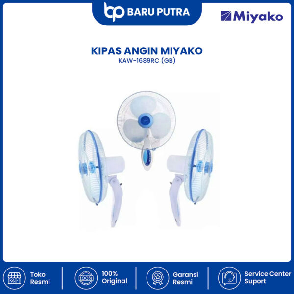 Kipas Angin Miyako KAW1689RCGB Jaring Besi - Kipas Dinding / Wall Fan - Biru - Gambar 4