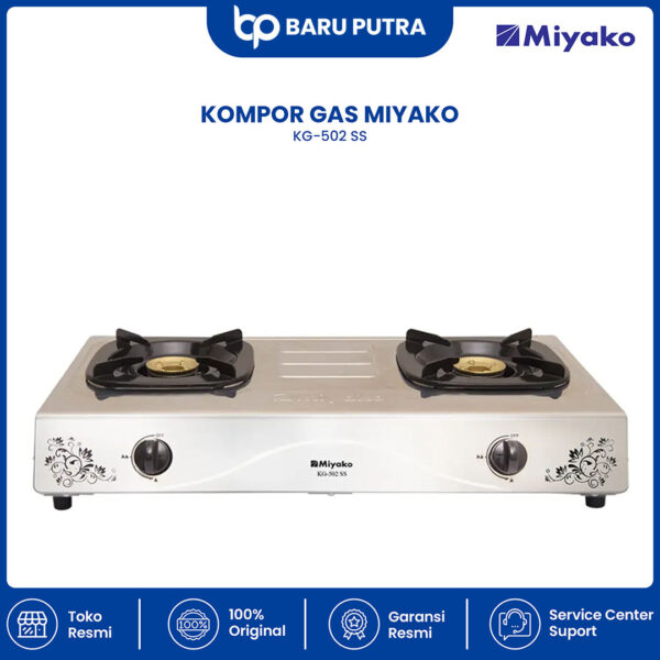 Kompor Gas Miyako KG502SS - 2 Tungku Stainless Steel