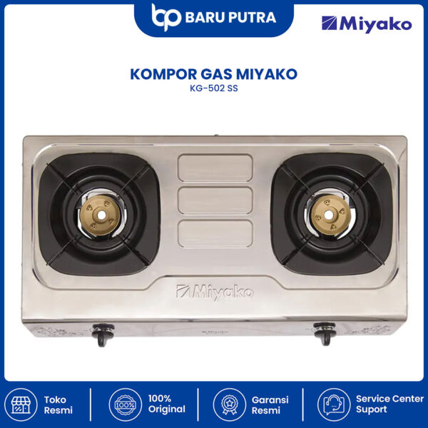 Kompor Gas Miyako KG502SS - 2 Tungku Stainless Steel - Gambar 2