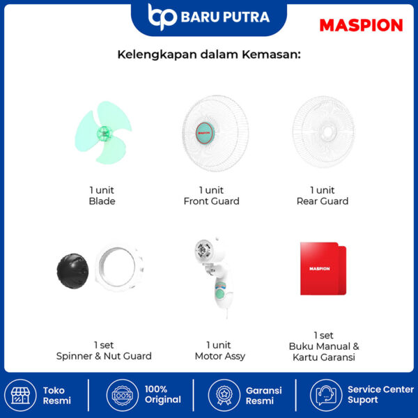 Maspion Wall Fan Kipas Angin Dinding 12 Inch MWF-31 K - Gambar 3