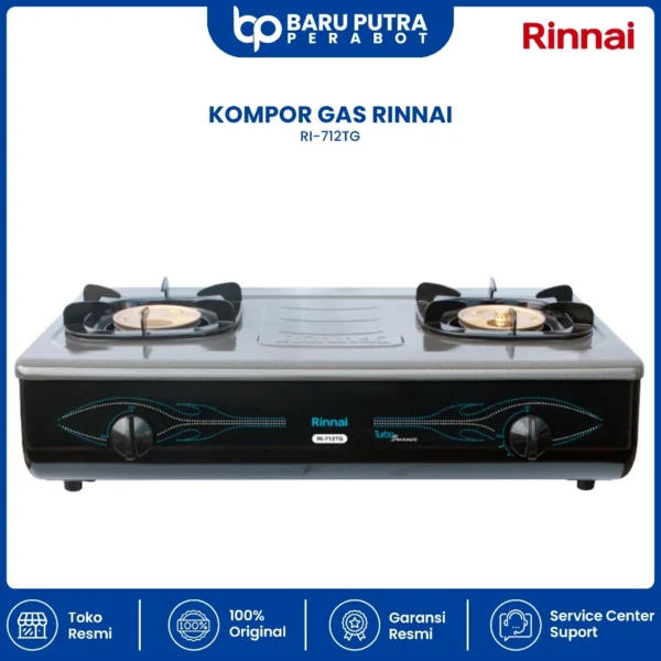KOMPOR GAS RINNAI RI-712TG (2 TUNGKU) (GARANSI RESMI)