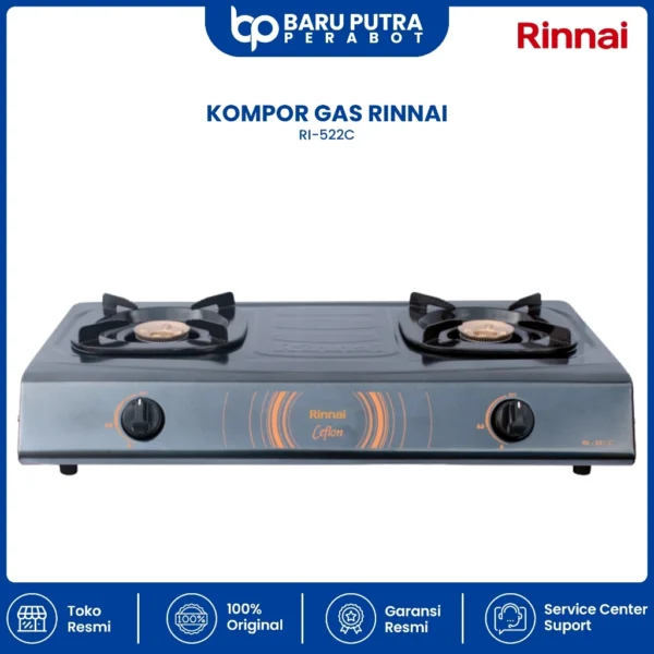 KOMPOR GAS RINNAI RI-522C (2 TUNGKU) (GARANSI RESMI)